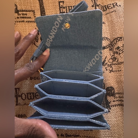 Like New Brandon Blackwood Denim Monogram Accordion Card Case - Picture 5 of 6